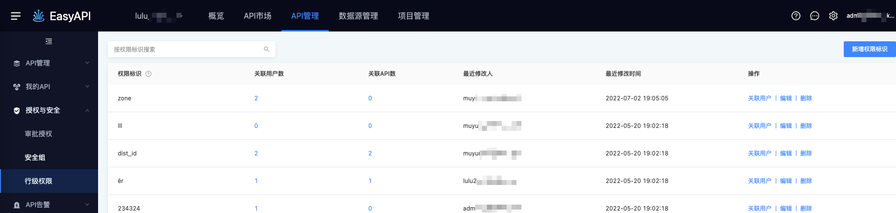行级权限标识管理